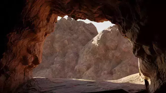 Cave low-poly entrance to in desert 3D model
