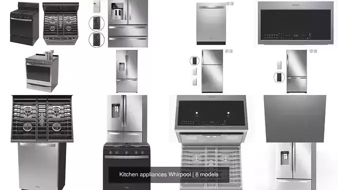 Kitchen appliances Whirpool 3D Model Collection