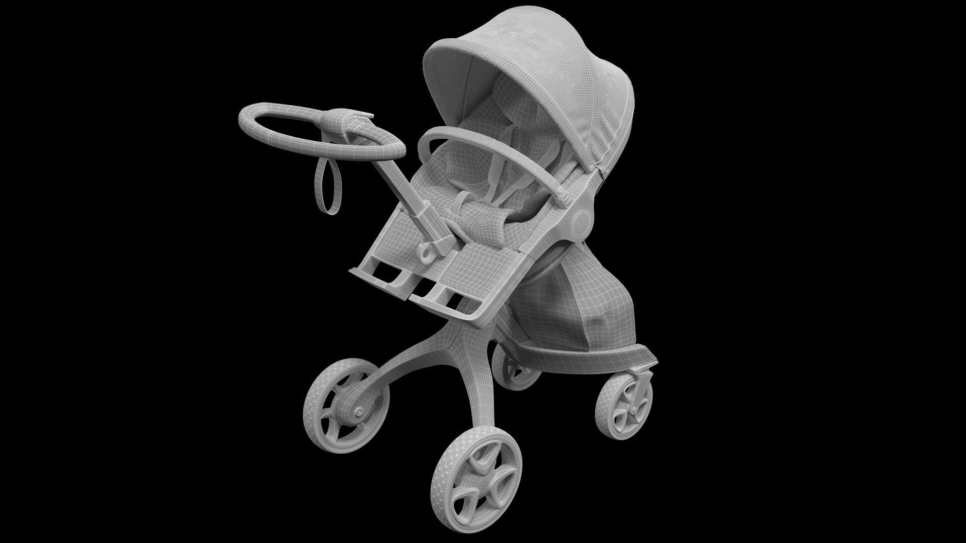 Stokke Black Xplory 6 Stroller 3D model_6