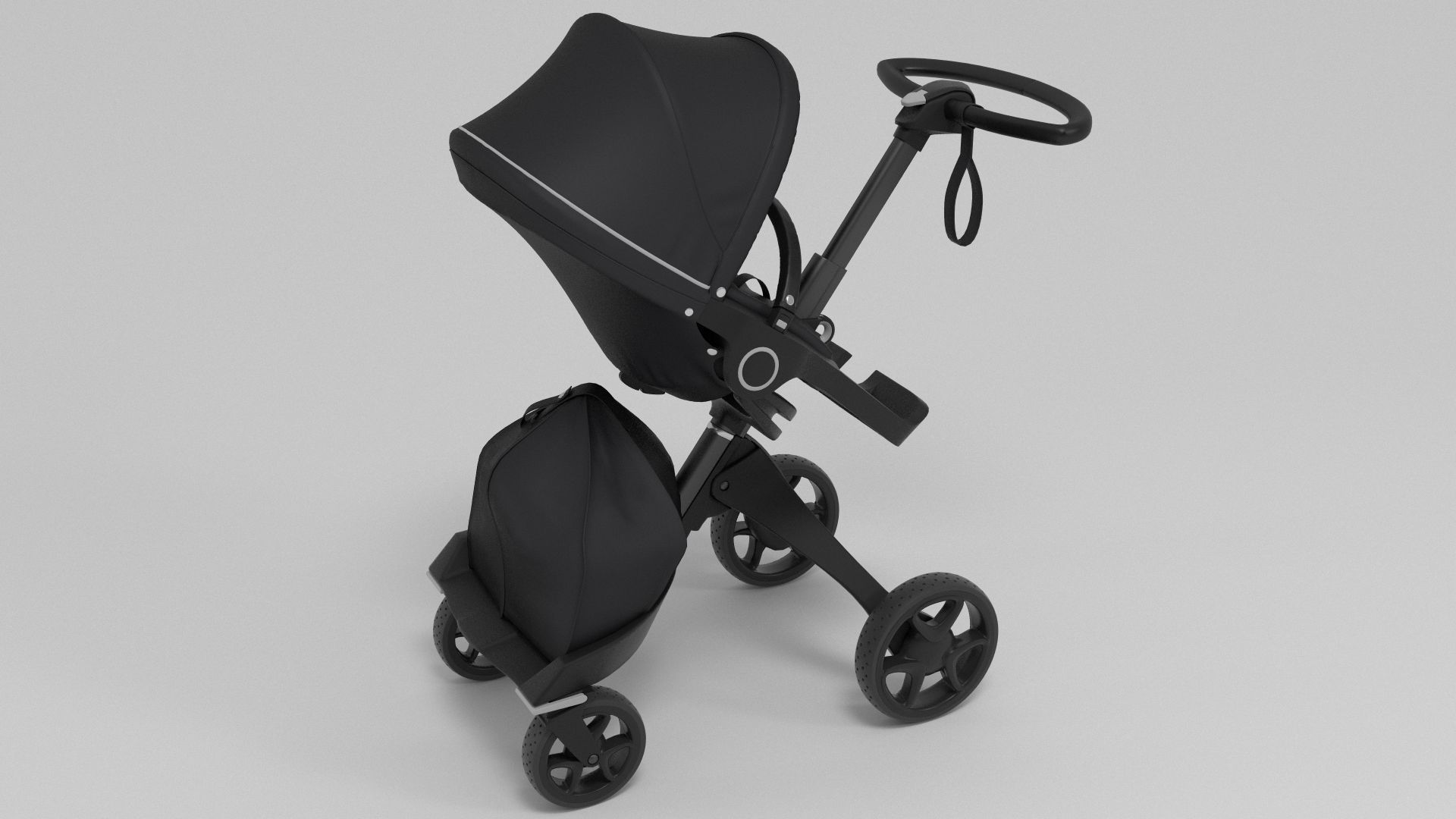 Stokke Black Xplory 6 Stroller 3D model_3