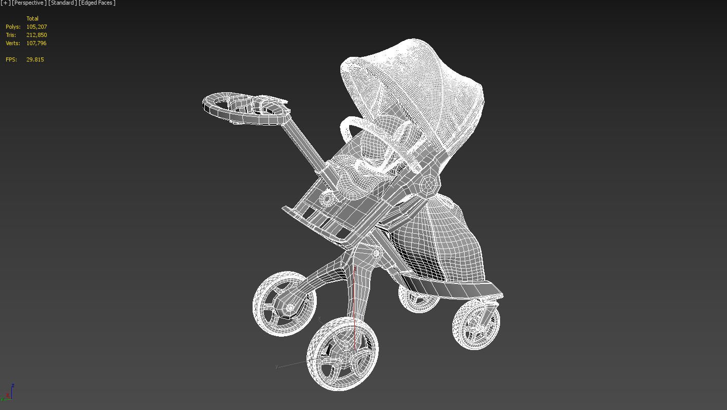 Stokke Black Xplory 6 Stroller 3D model_7