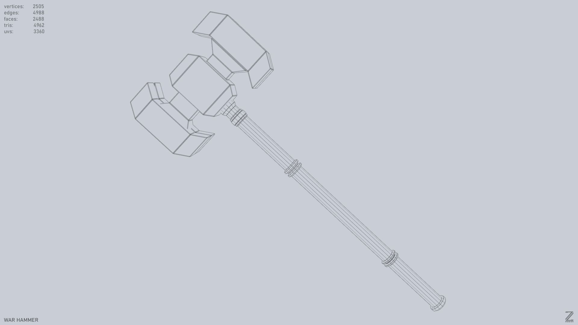 War Hammer Low-poly 3D model_10