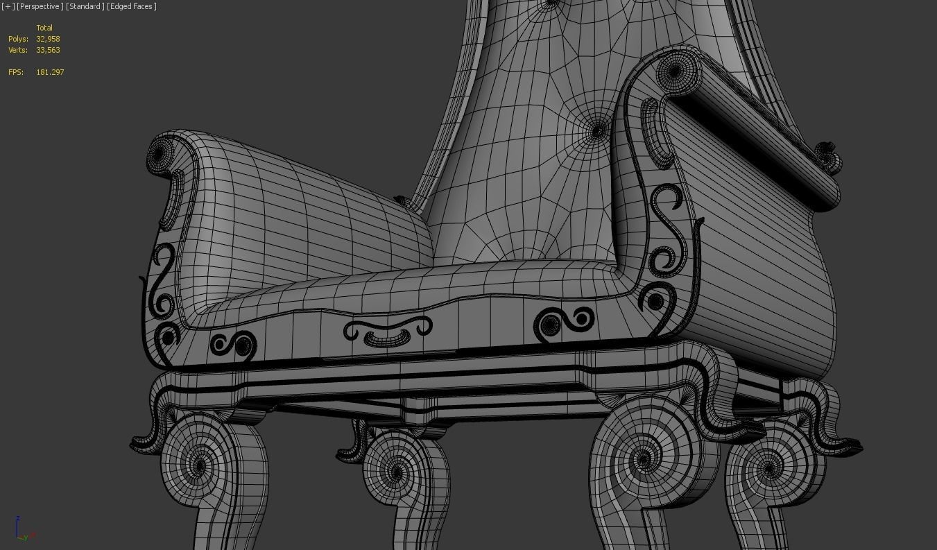 Antique Sofa 3D model_8