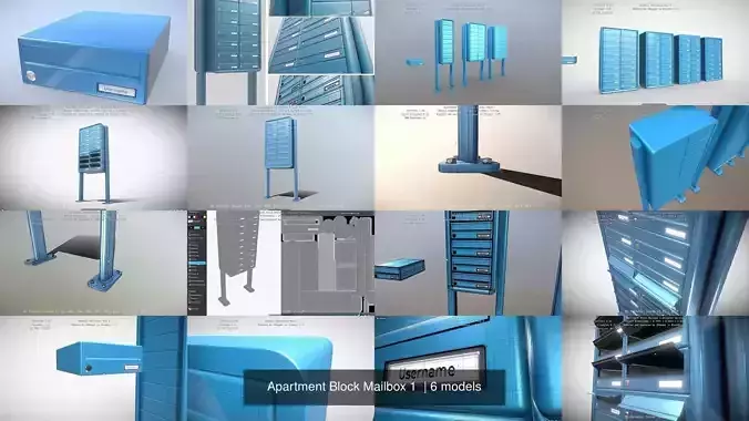 Apartment Block Mailbox 1  3D Model Collection