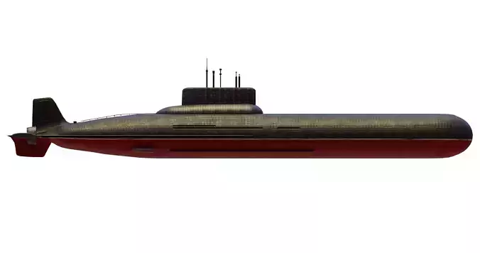 Typhoon Class Submarine Project 941 or Akula model Low-poly 3D model