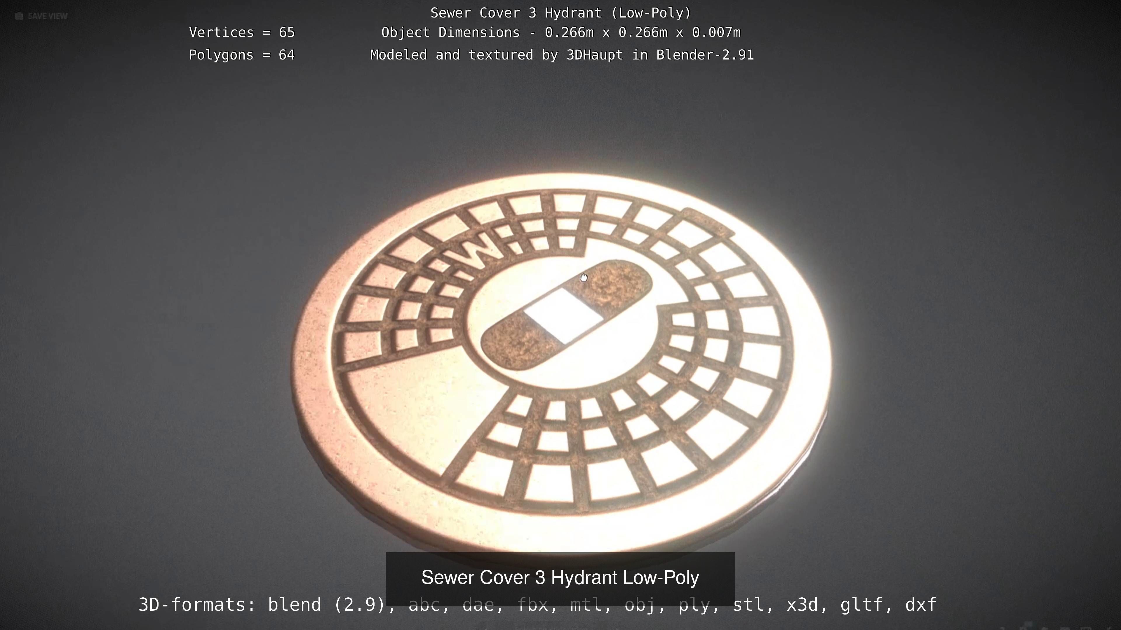 Sewer Cover 3 Low and High-Poly 3D Model Collection_4