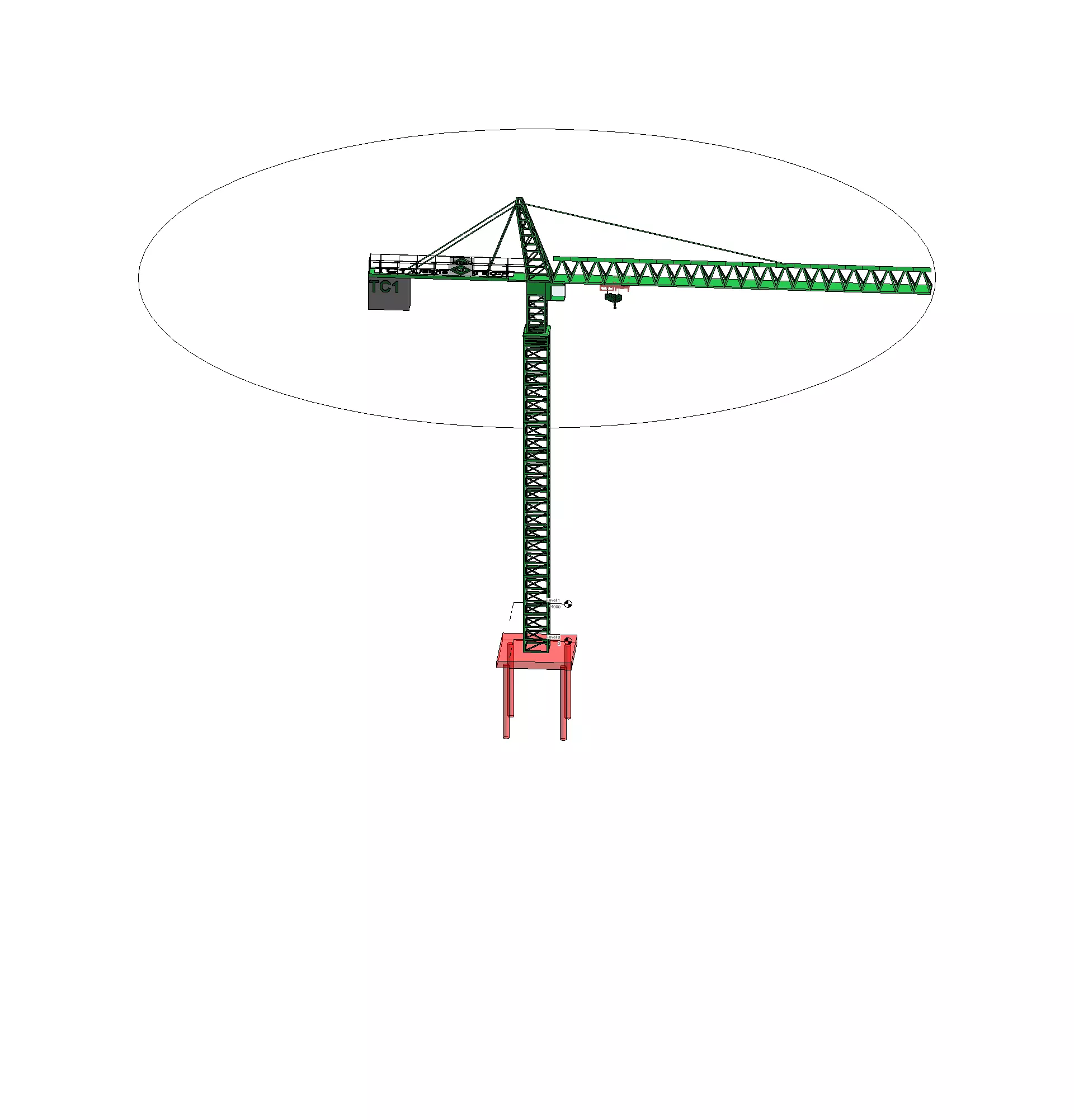 Tower Crane with RC Base and hook - Parameteric 3D model_0