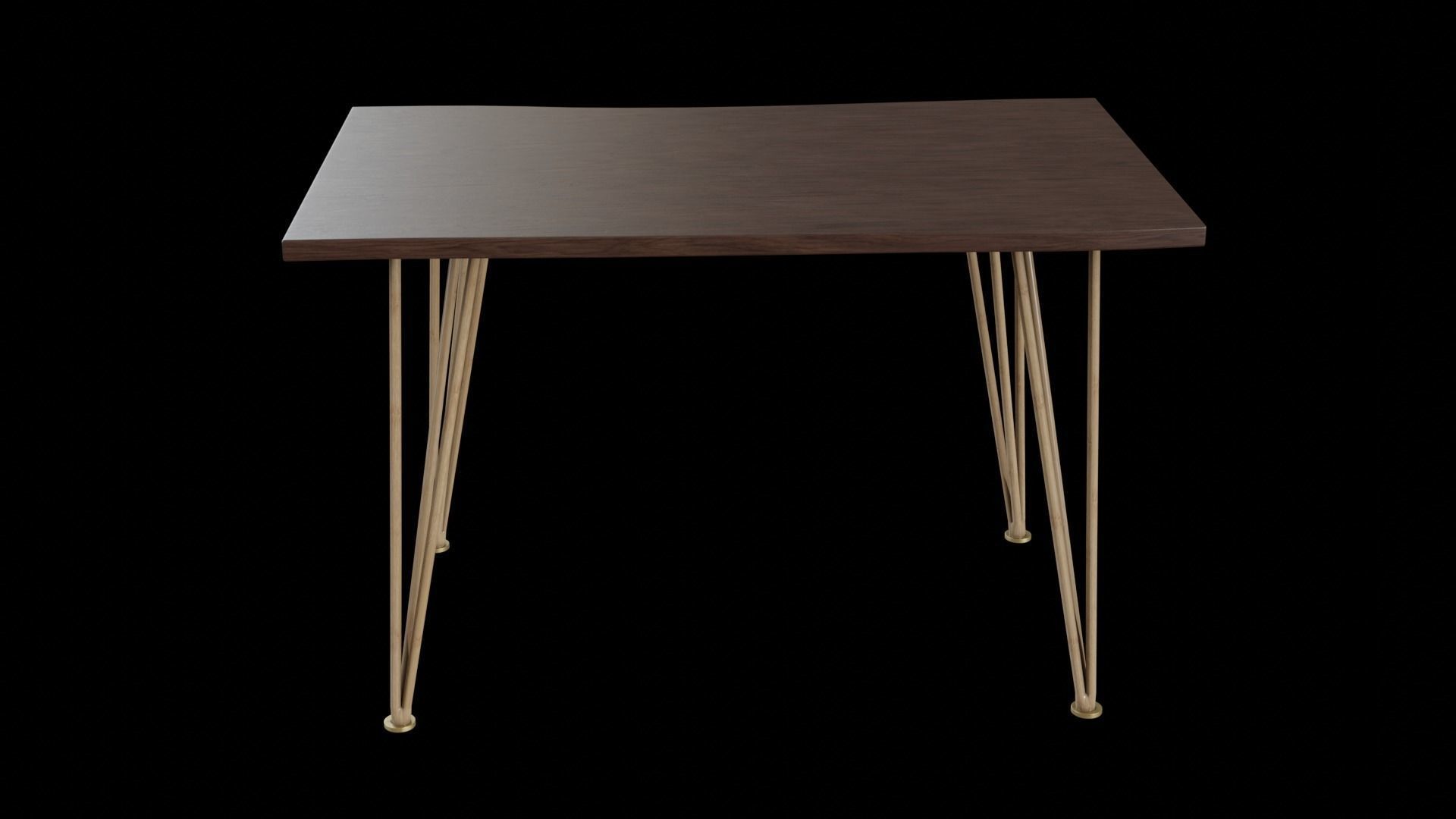 Madison Dining Table walnut wood Low-poly 3D model_4