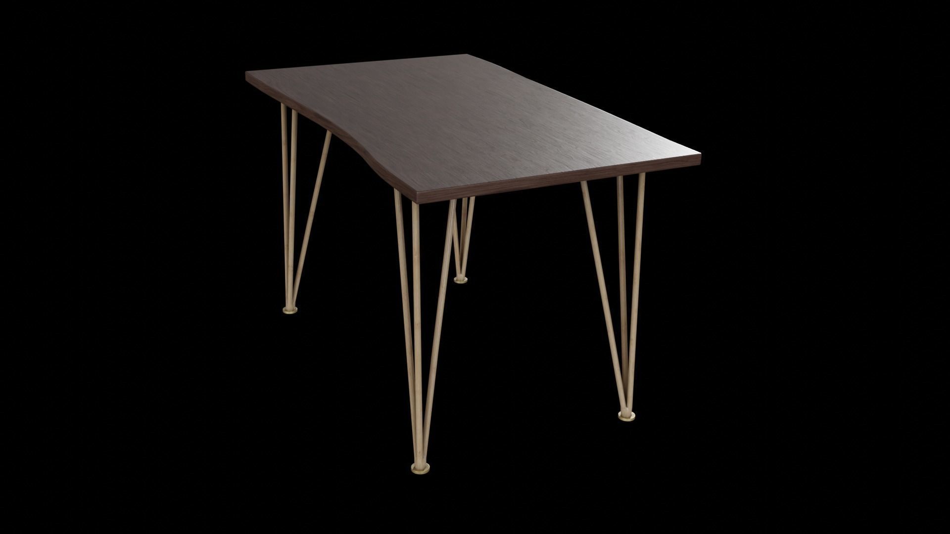Madison Dining Table walnut wood Low-poly 3D model_2