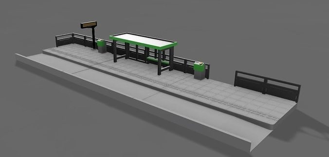 Tram Stop London Low-poly 3D model