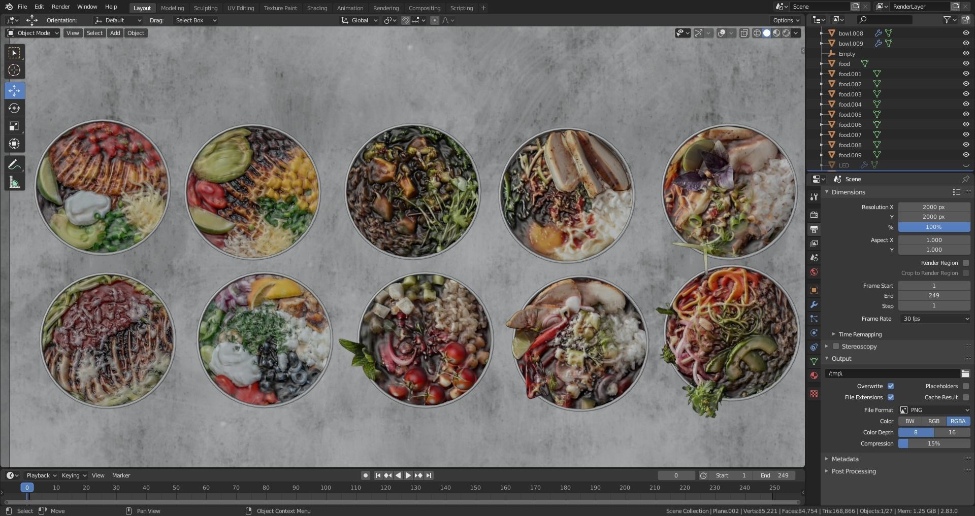 Bowls food buffet 3D model_7