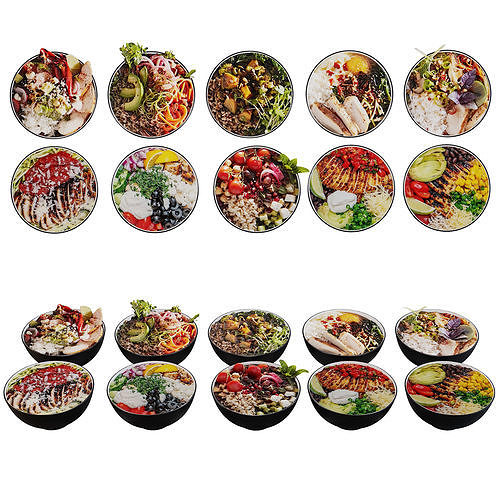 Bowls food buffet 3D model 2
