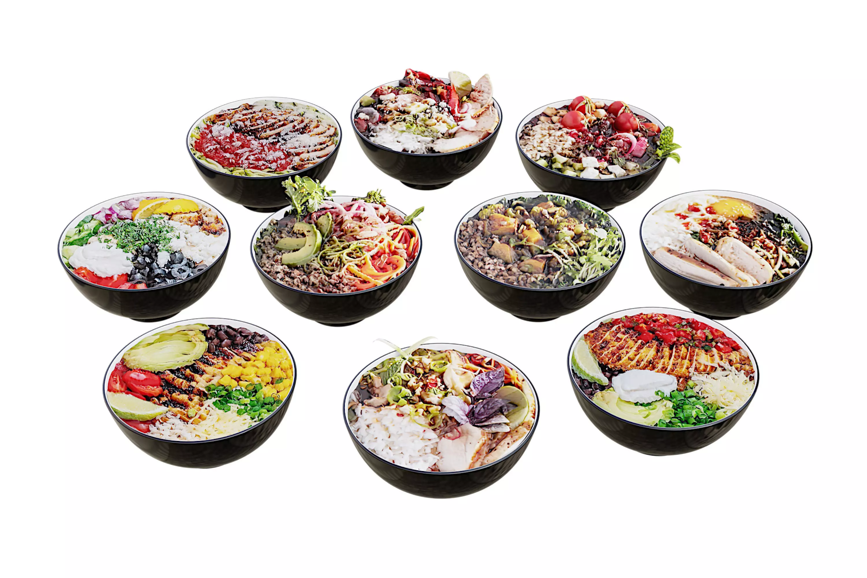 Bowls food buffet 3D model_0