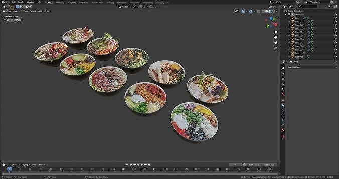 Bowls food buffet 3D model 7