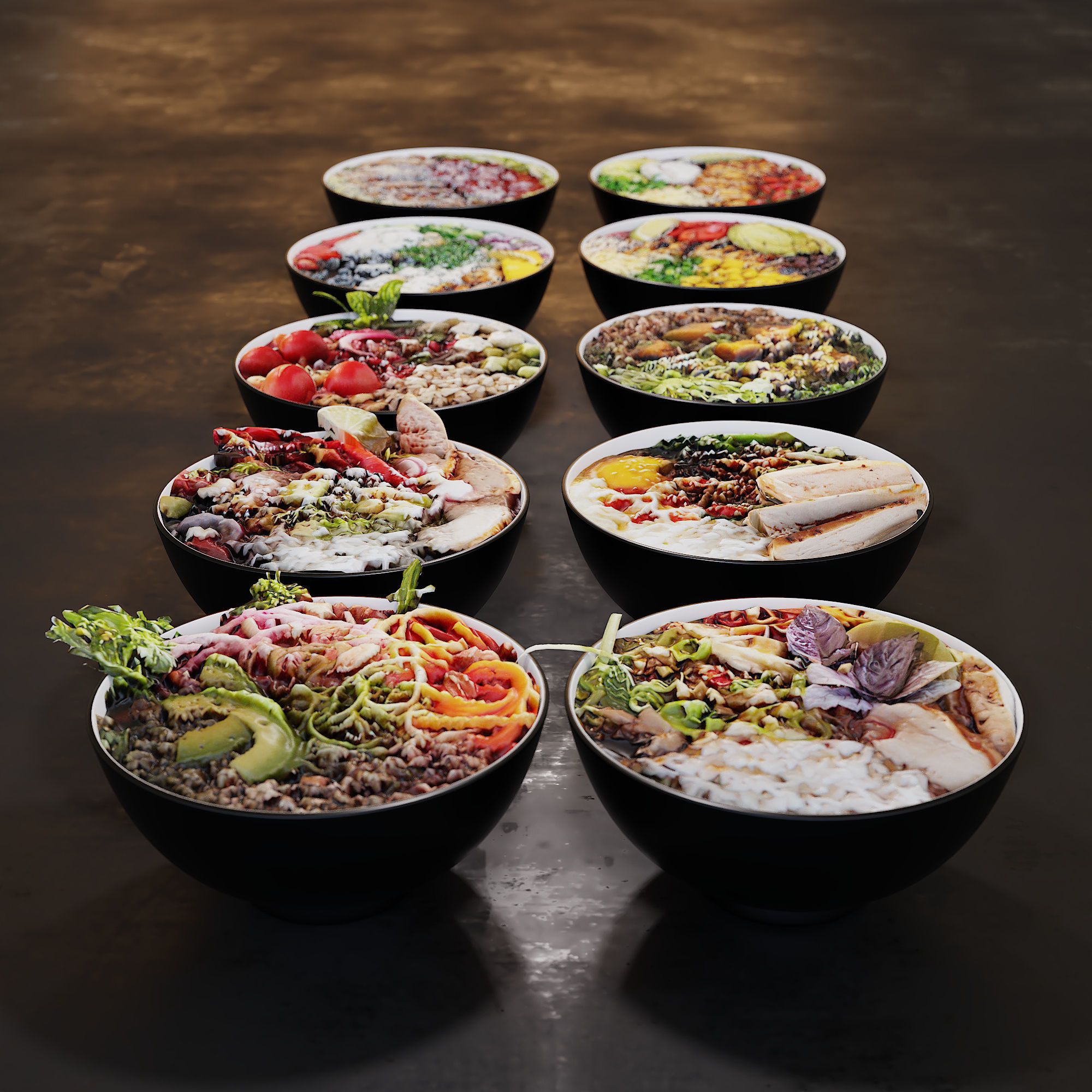 Bowls food buffet 3D model_4