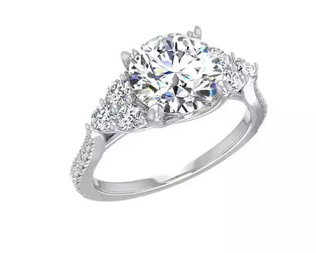 MODEL 77 round diamond engagement ring gold