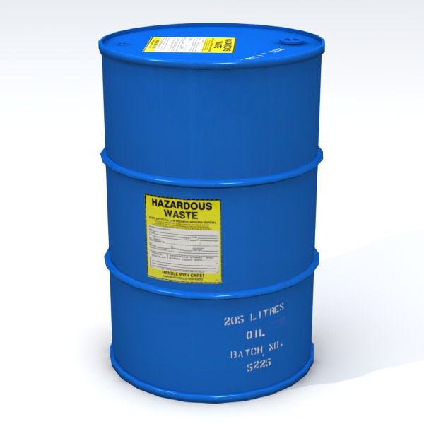 Hazardous 55 Gallon Drum 3D Model Game ready .obj .3ds .fbx .lwo .lw