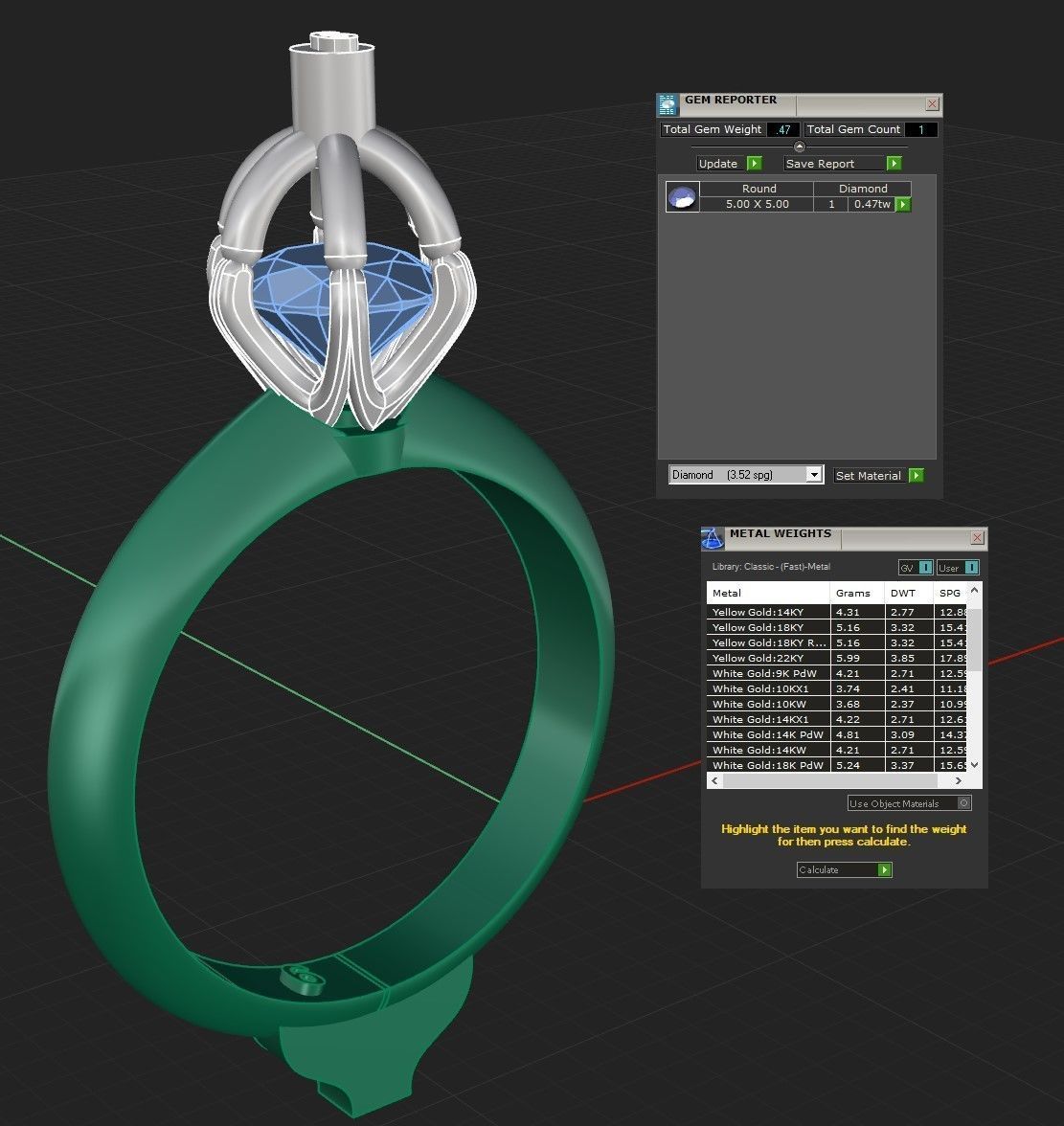 Ring collection of 6 stone sizes 3D print model_9