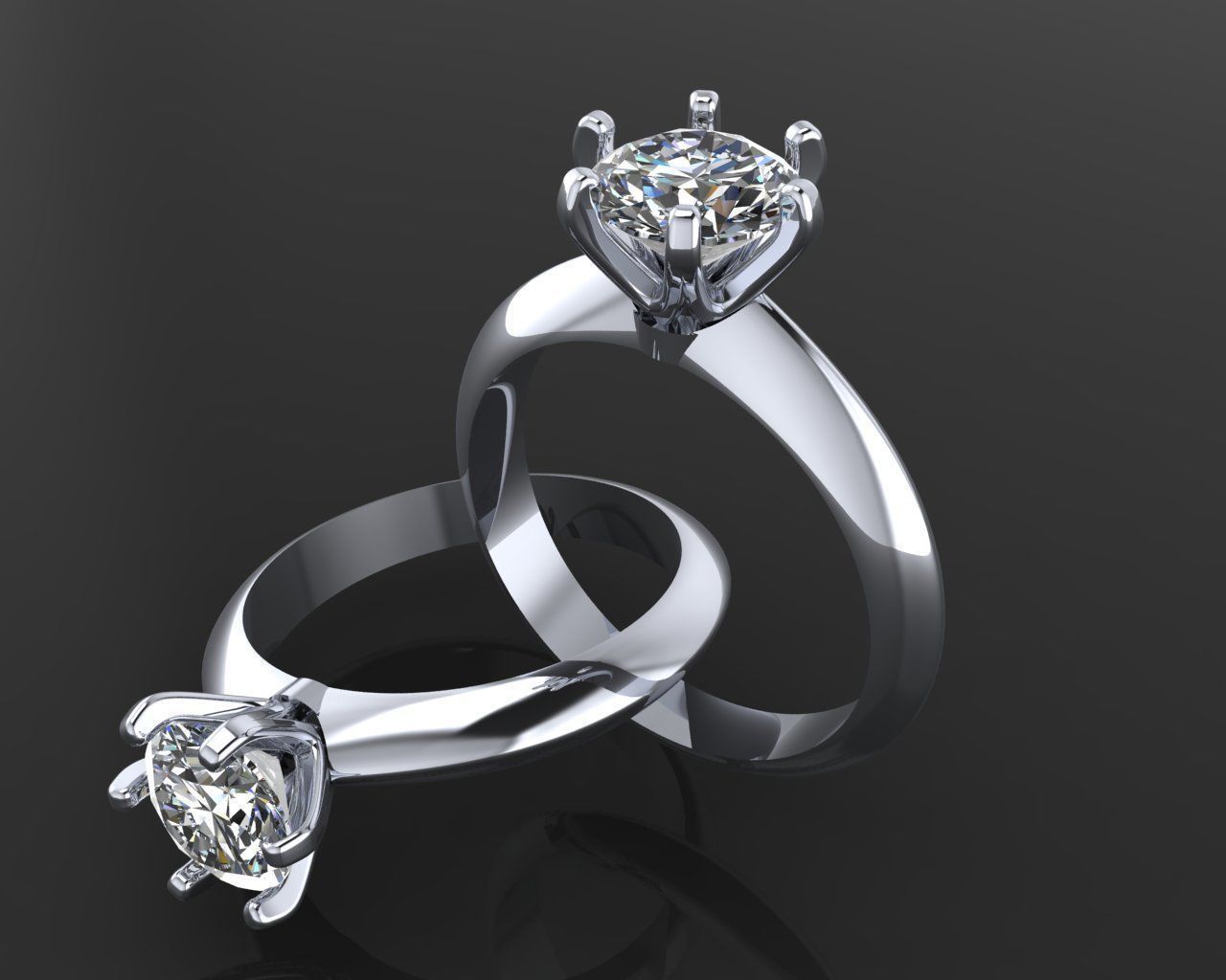 Ring collection of 6 stone sizes 3D print model_1