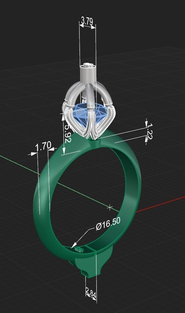 Ring collection of 6 stone sizes 3D print model_8