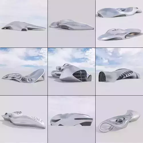 Futuristic building collection 9x 3 