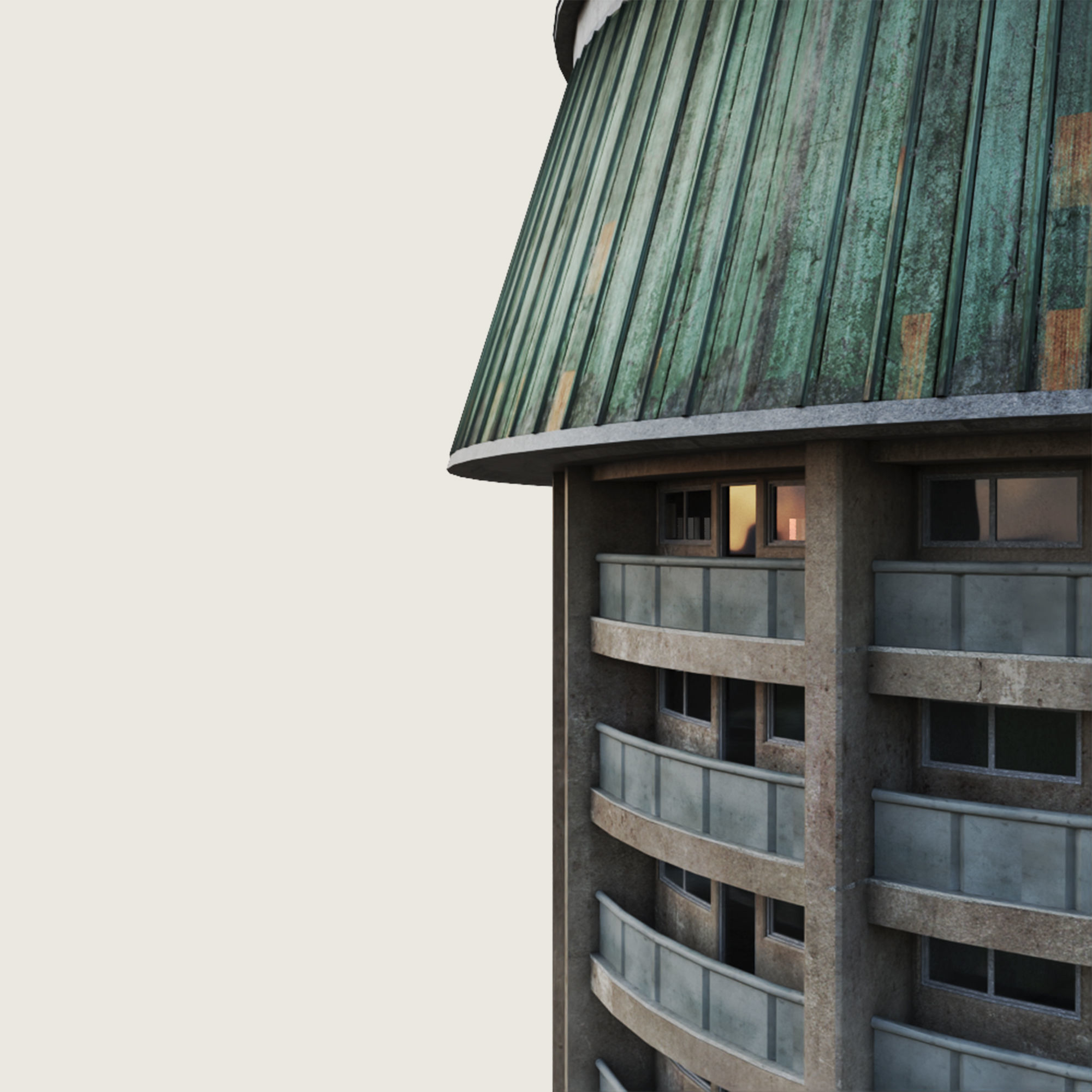 Building Skyscraper City Town Downtown Office Space Work Street Low-poly 3D model_6