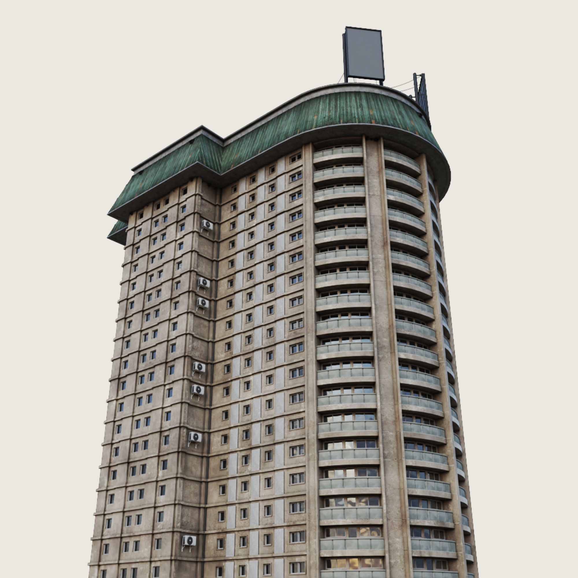 Building Skyscraper City Town Downtown Office Space Work Street Low-poly 3D model_4