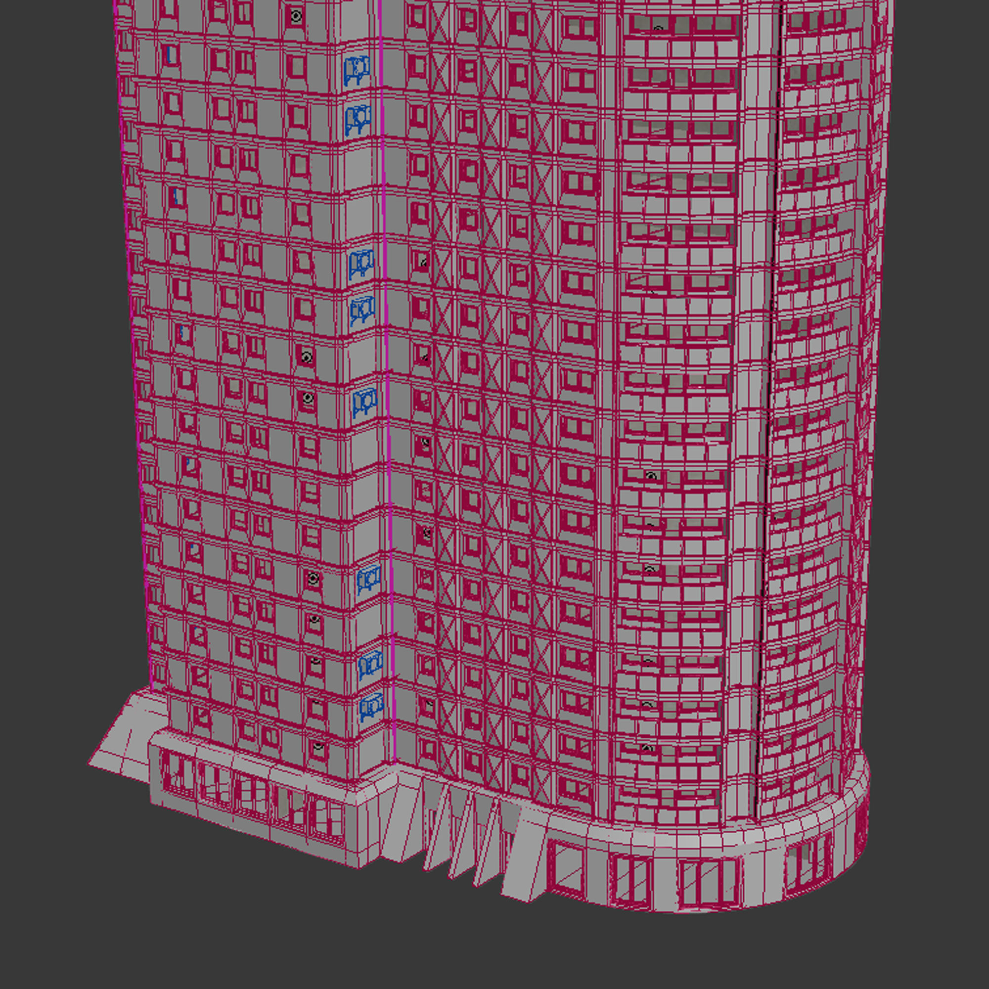 Building Skyscraper City Town Downtown Office Space Work Street Low-poly 3D model_8