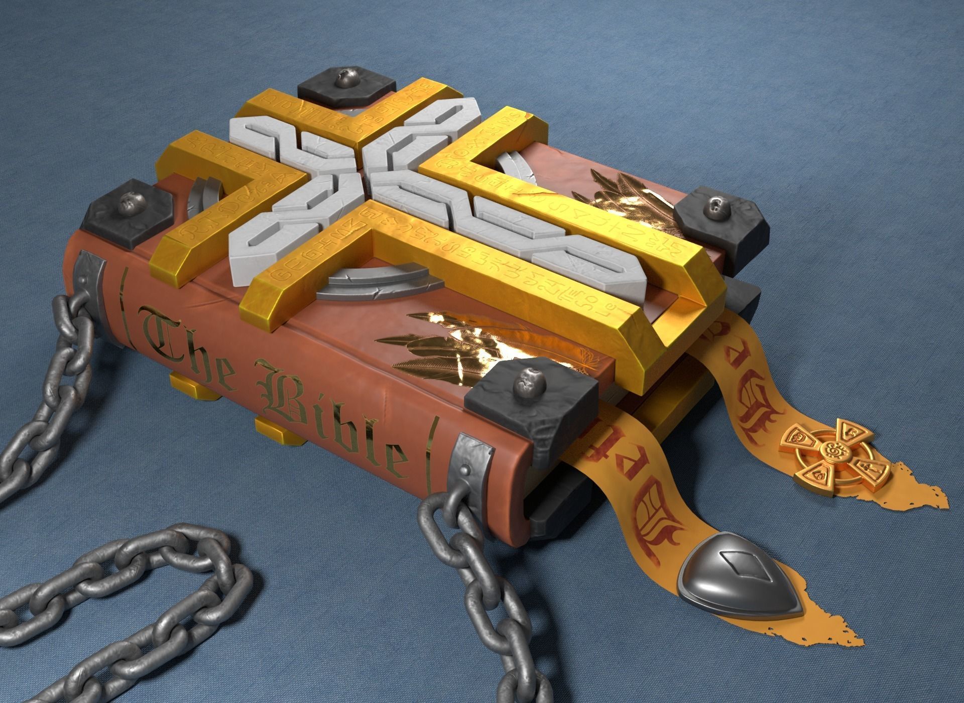 Stylized Spell Book Holy Bible Magic Ancient Game Ready PBR Low-poly 3D model_1
