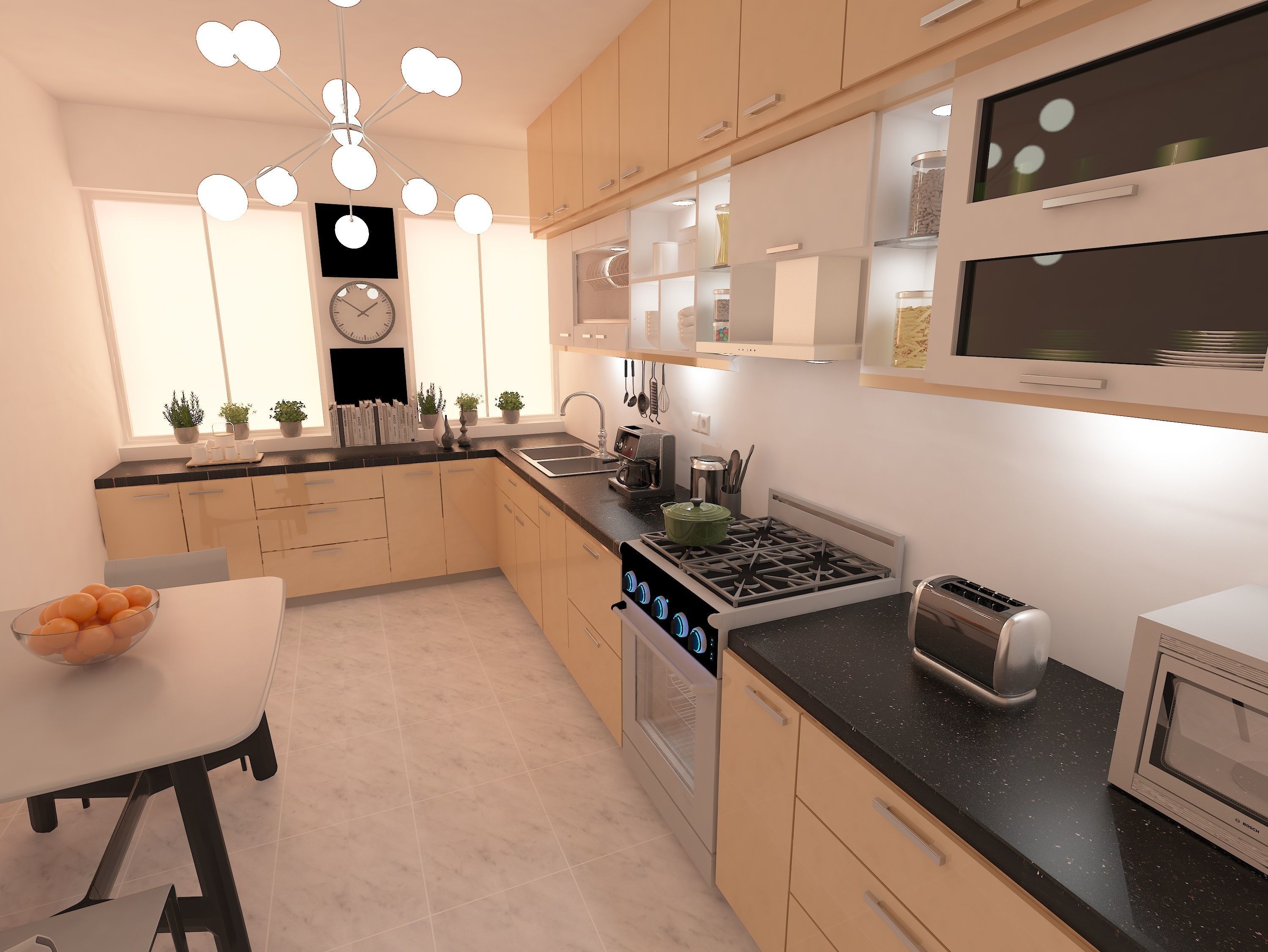 Kitchen window with blinds 3D model_4