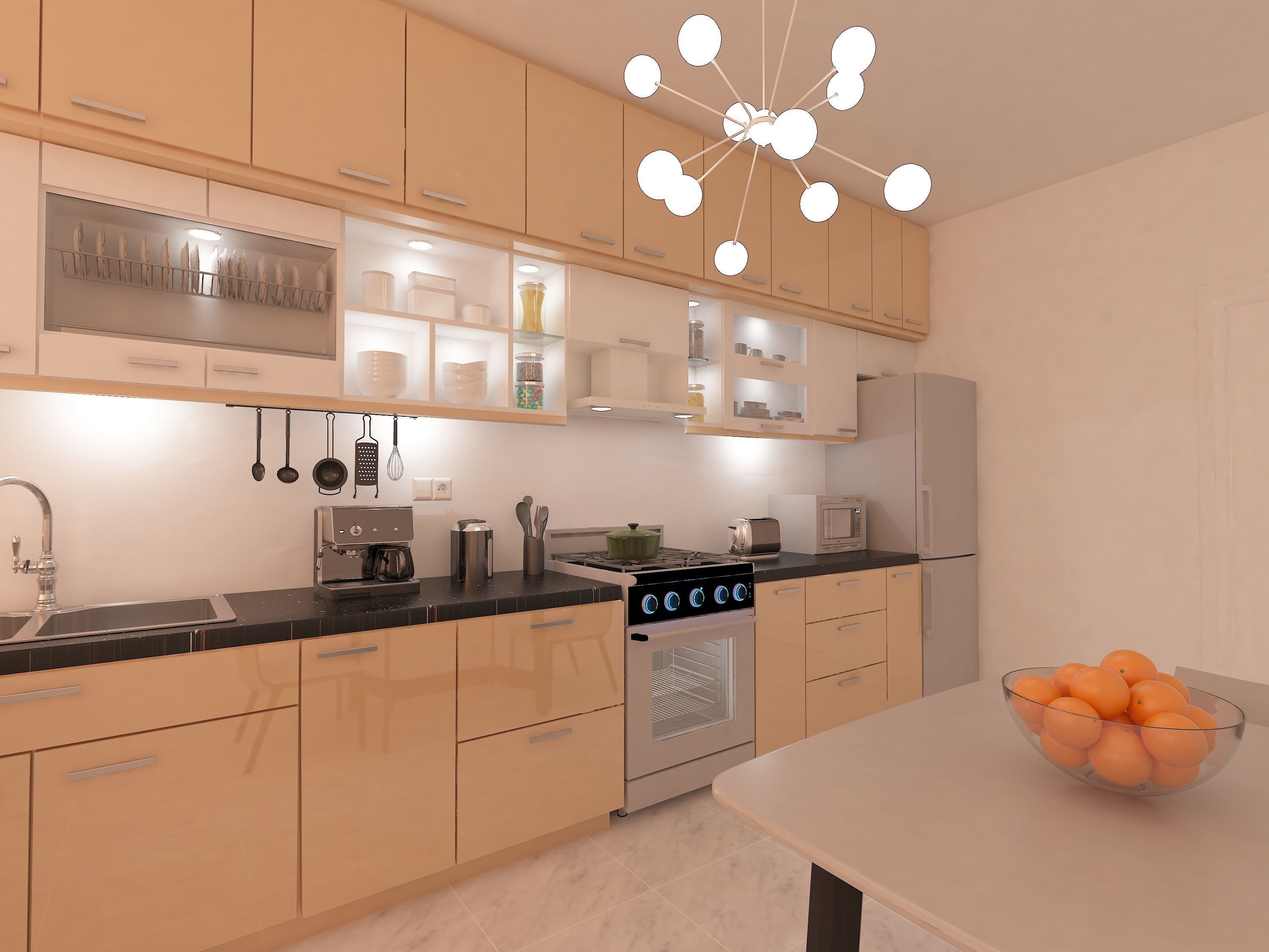 Kitchen window with blinds 3D model_3