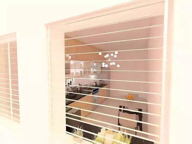 Kitchen window with blinds