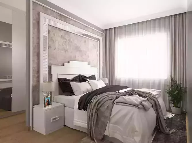 Bedroom Interior Scene and Corona Render 3D model