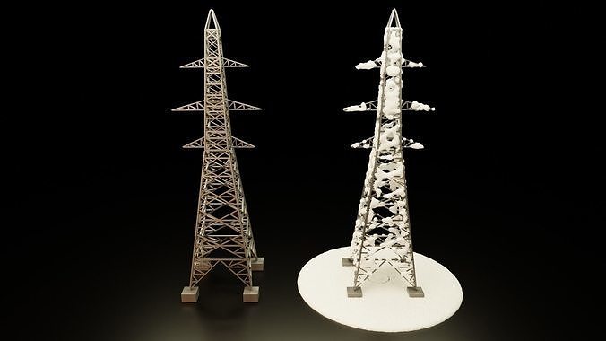 Electricity Tower Low-poly 3D model