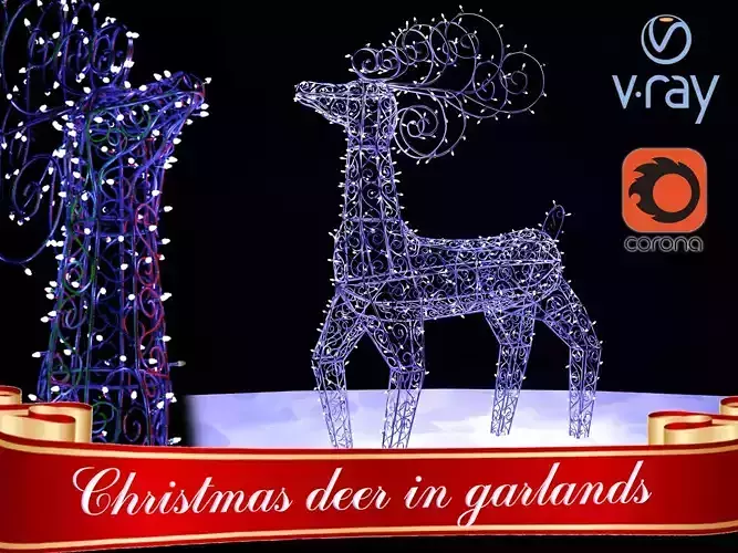 Christmas deer in garlands