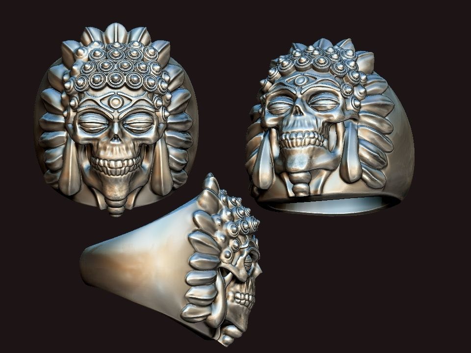 BUDDHA SKULL RING 3D print model_1