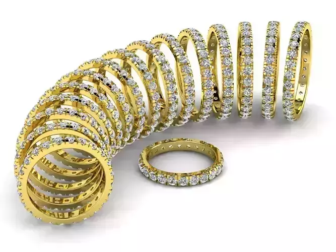 Jewelry Bands 2 0 mm ALL SIZES 16 models with 16 different sizes 3D print model