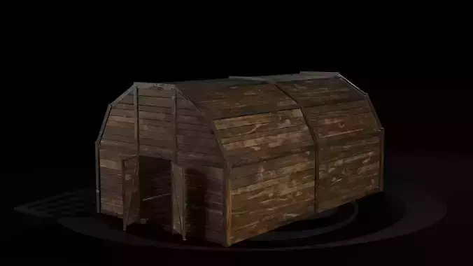 AAA Wooden Enterable Medieval Primal Warehouse 01 R Low-poly 3D model