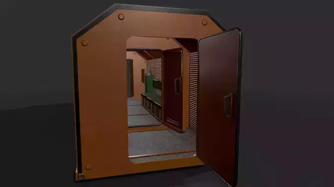 Used Refuge Chamber Container PBR Low-poly 3D model