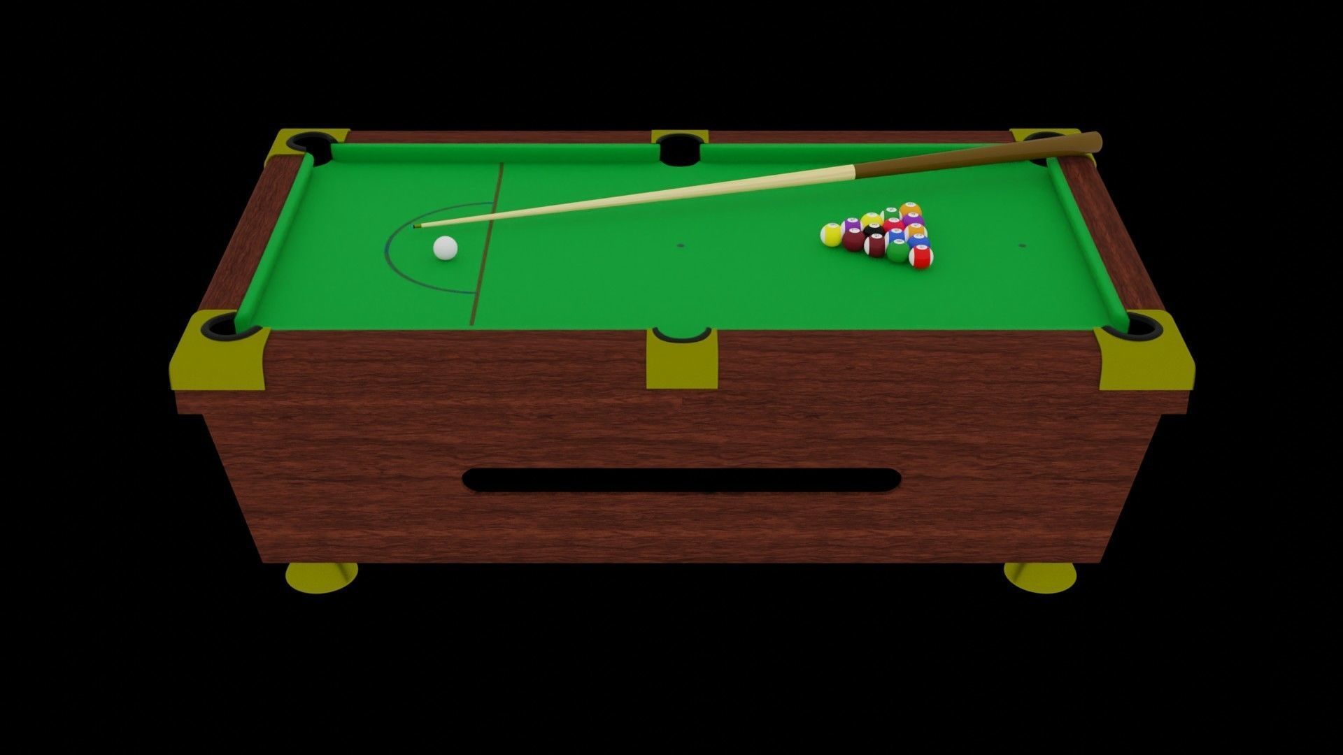 Pool Table Low-poly 3D model_3