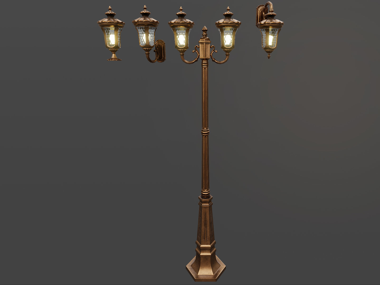 Street Lamps Low-poly 3D model_10