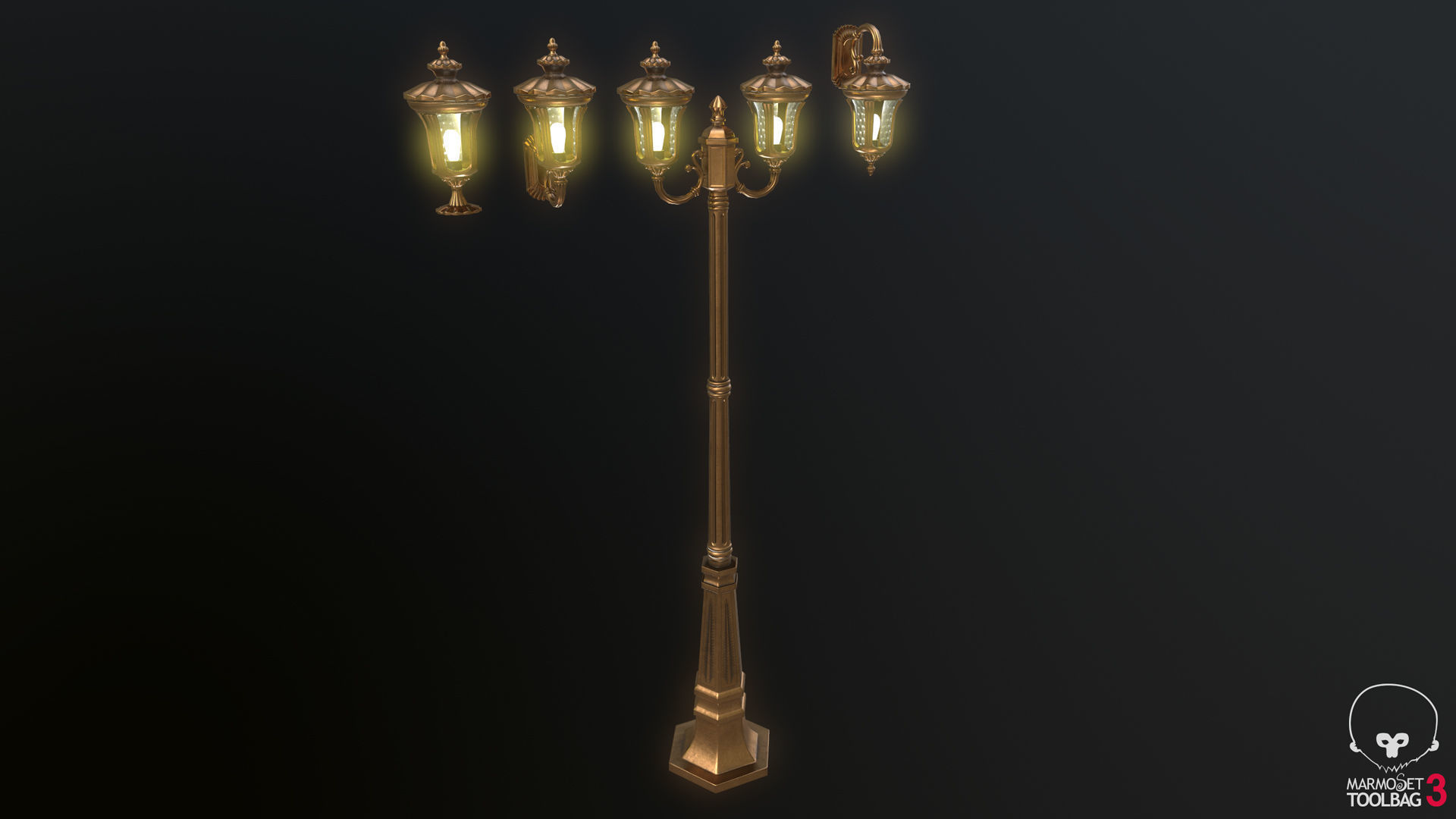 Street Lamps Low-poly 3D model_12