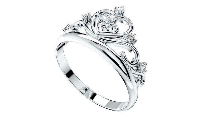 Crown Ring Women Ring Fine Jewelry 3D CAD Design-O1A001 3D print model