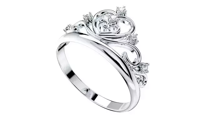 Crown Ring Women Ring Fine Jewelry 3D CAD Design-O1A001 3D print model