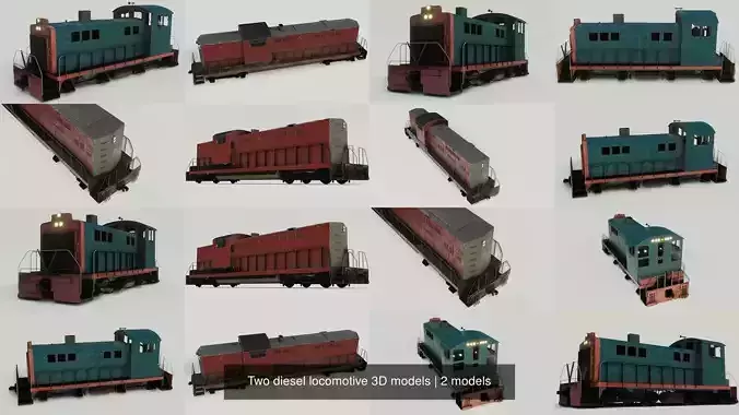 Two diesel locomotive 3D models