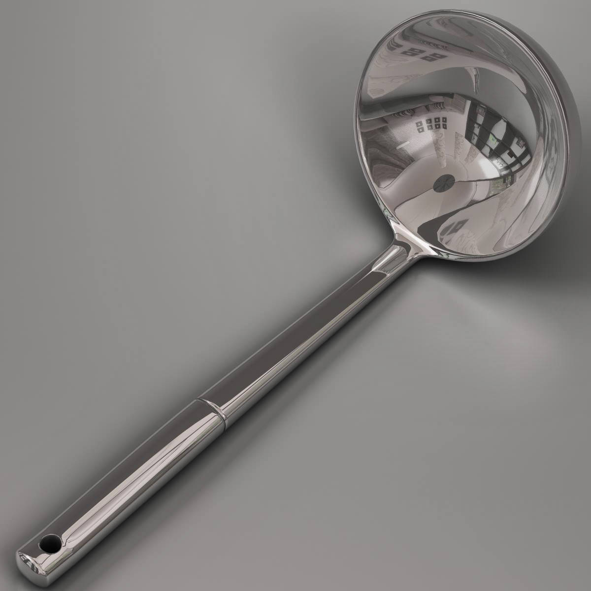 Ladle stainless steel spoon 3D model_5