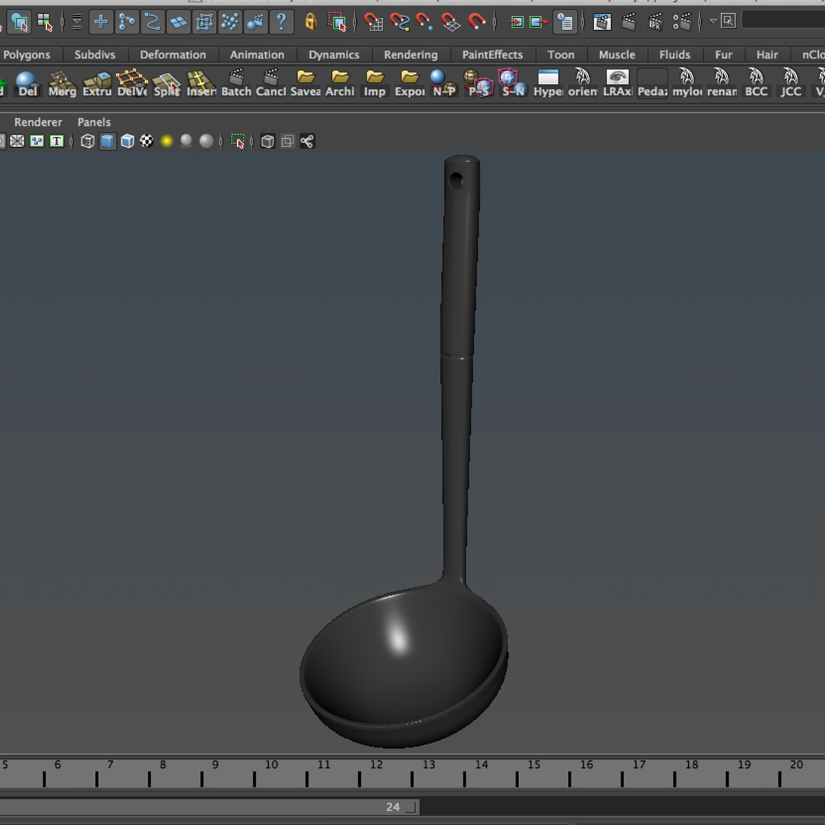 Ladle stainless steel spoon 3D model_12