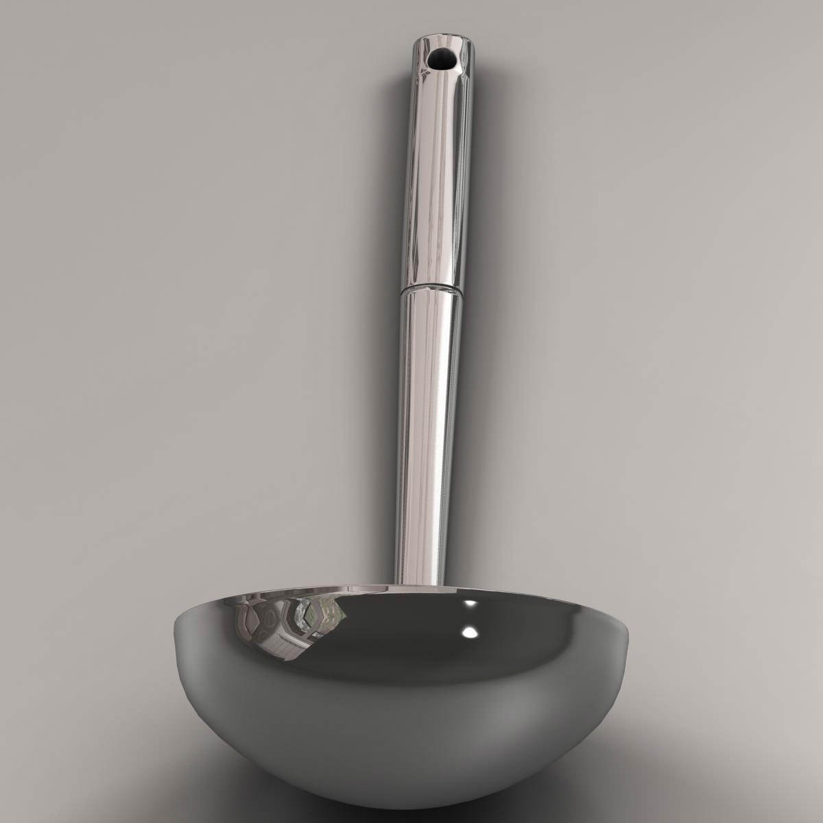 Ladle stainless steel spoon 3D model_1