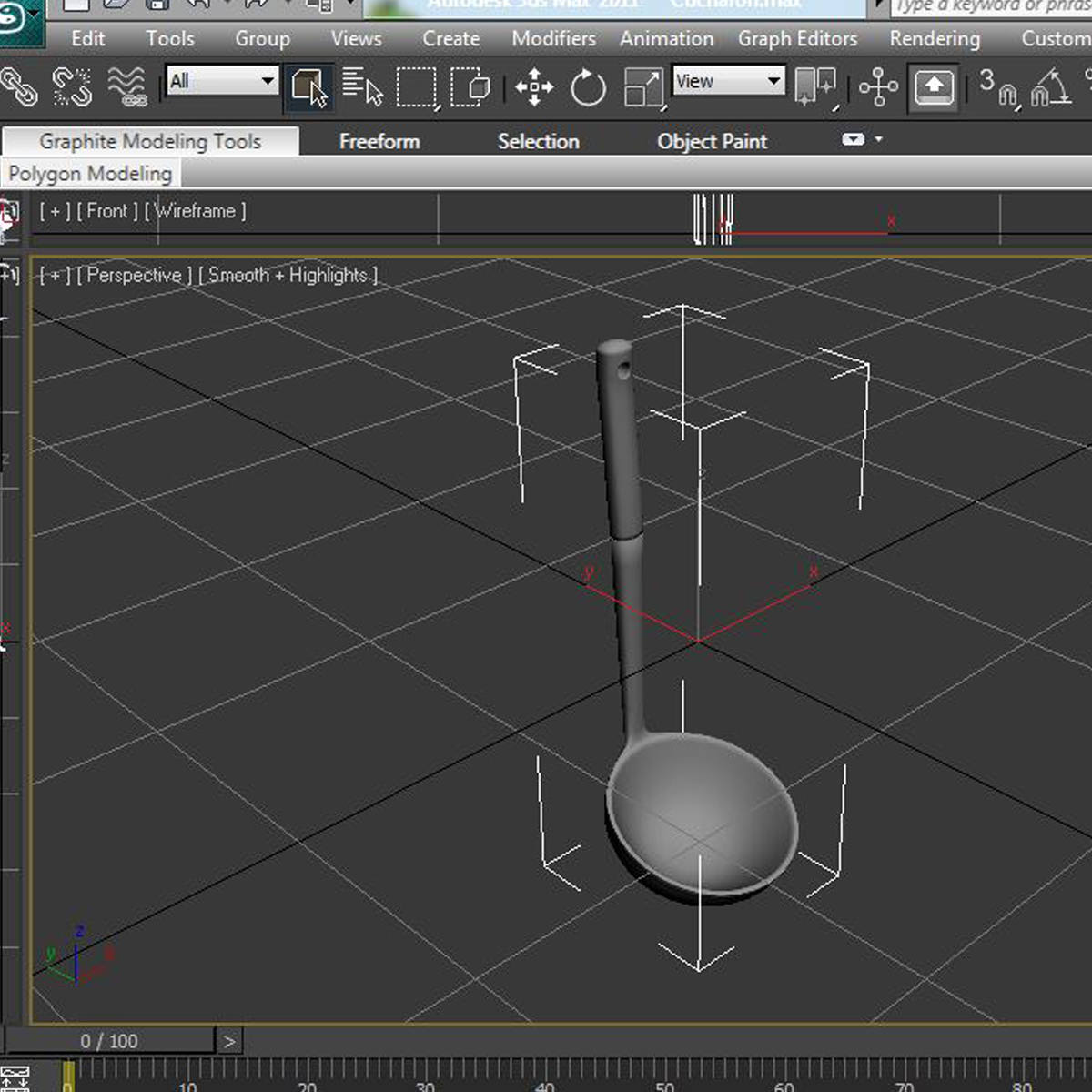 Ladle stainless steel spoon 3D model_13