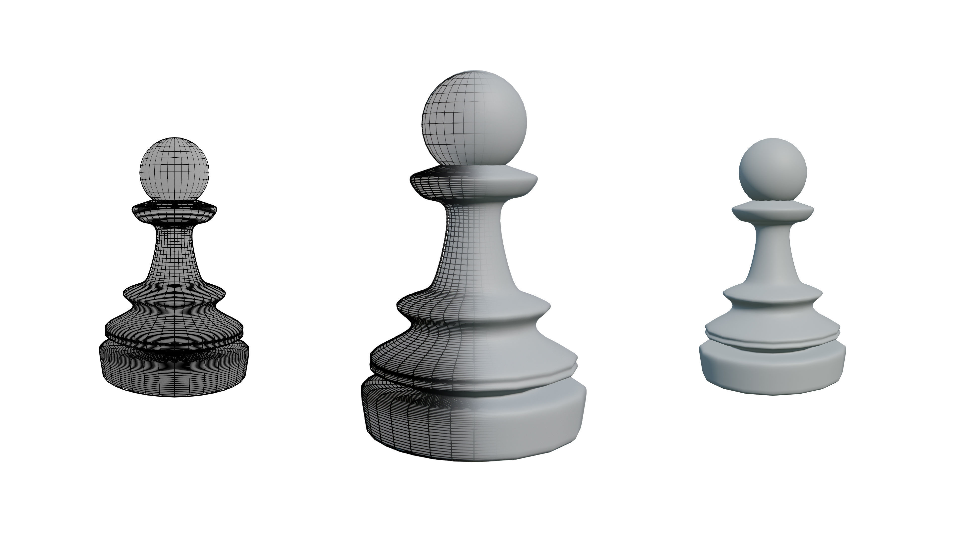 3 Chess Pawn 4K PBR Low-poly 3D model_1
